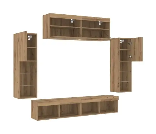 Tv Spintelių Komplektas 6 Pcs Artisano Ąžuolo Apdirbta Mediena