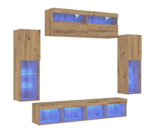 Tv Sieninio Kabineto Komplektas 6 Pcs Artisano Ąžuolo