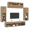 Tv Sieninio Kabineto Komplektas 6 Pcs Artisano Ąžuolo