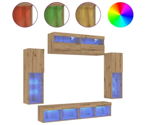Tv Sieninio Kabineto Komplektas 6 Pcs Artisano Ąžuolo
