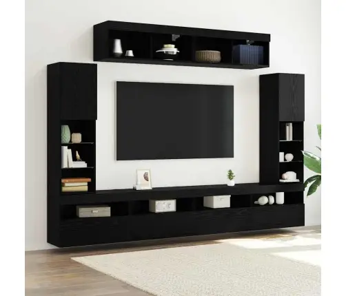 Telerikapi Komplekt Led -Ribatuledega 6 Pcs Must Tamm Tehispuit