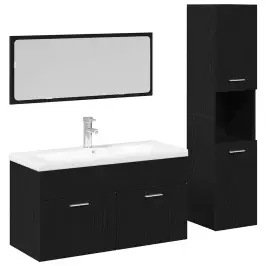 Vannitoa Mööbleset 2 Pcs Must Tamm 90 X 38.5 X 46 Cm Tehispuit