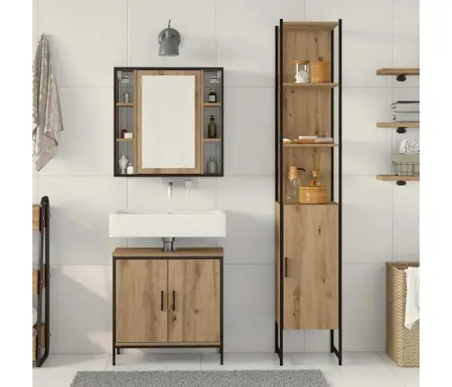 Vannas Skapītis Amatnieku Ozols 33X33X185,5 Cm Koks Vidaxl