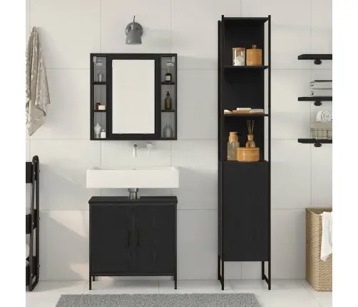 Vannasistabas Izlietnes Skapis Melnais Ozols 60X30X60 Cm Inženierijas Koks Vidaxl