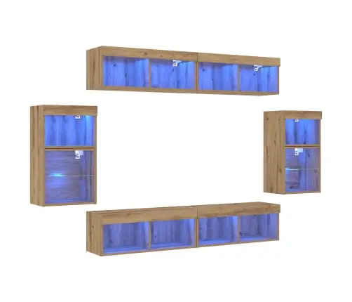 Tv Spintelių Komplektas 8 Pcs Artisano Ąžuolo Apdirbta Mediena