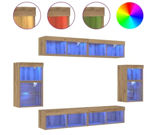 Tv Spintelių Komplektas 8 Pcs Artisano Ąžuolo Apdirbta Mediena