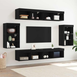 Meelelahutuskeskus 8 Pcs Must Tamm 40 X 28.5 X 40 Cm Tehispuit