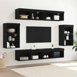 Izklaides Centrs 8 Pcs Melns Ozols 40 X 28.5 X 40 Cm Vidaxl