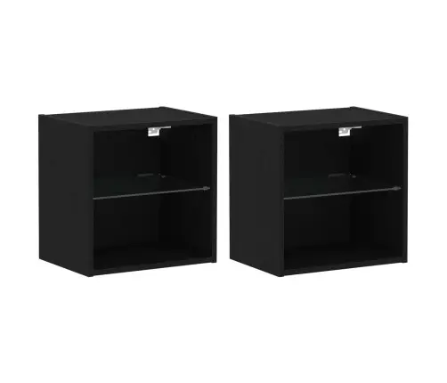 Peldošais Plaukts 2 Gab Melna Ozola 40X28,5X40 Cm Mdf Vidaxl