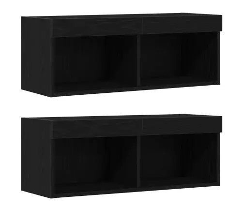 Peldošais Plaukts 2 Gab Melna Ozola 40X28,5X40 Cm Mdf Vidaxl