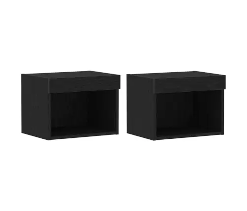 Peldošais Plaukts 2 Gab Melna Ozola 40X28,5X40 Cm Mdf Vidaxl