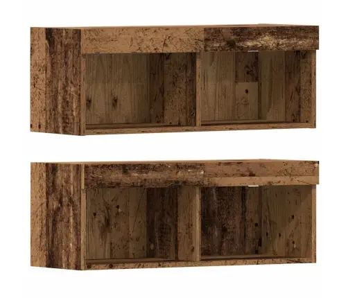 Tv Skapis Ar Led Gaismām Novecojusi Koks 40.5X30X102 Cm Vidaxl