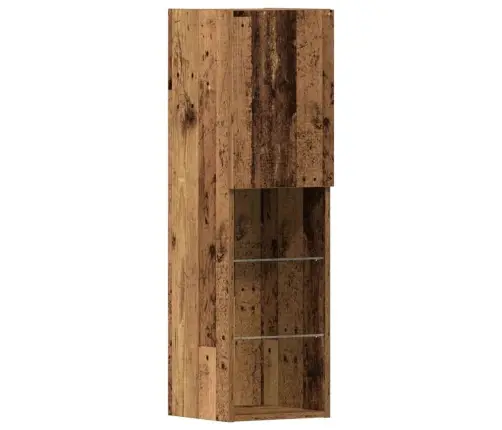 Tv Skapis Ar Led Gaismām Novecojusi Koks 40.5X30X102 Cm Vidaxl