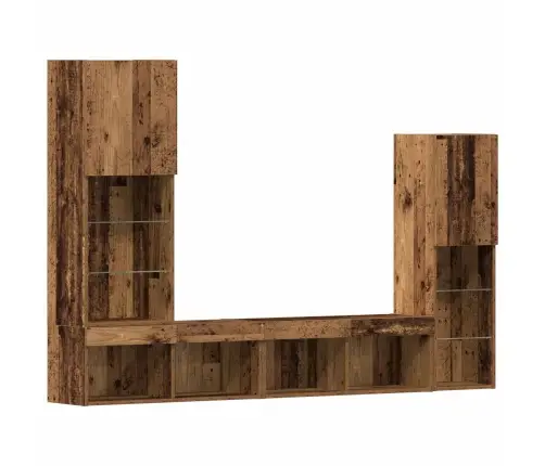 Tv Skapis Ar Led Gaismām Novecojusi Koks 40.5X30X102 Cm Vidaxl