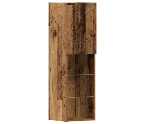 Tv Skapis Ar Led Gaismām Novecojusi Koks 40.5X30X102 Cm Vidaxl