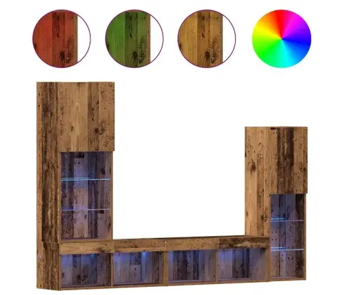 Tv Skapis Ar Led Gaismām Novecojusi Koks 40.5X30X102 Cm Vidaxl