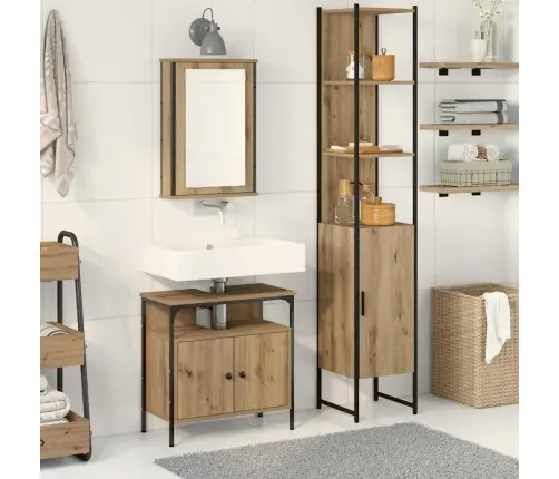 Vonios Baldų Rinkinys 3 Pcs Artisano Ąžuolo Apdirbta Mediena