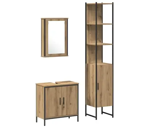 3 Daļu Vannasistabas Mēbeļu Komplekts Artisan Ozola Inženierijas Koks Vidaxl