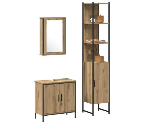 3 Daļu Vannasistabas Mēbeļu Komplekts Artisan Ozola Inženierijas Koks Vidaxl