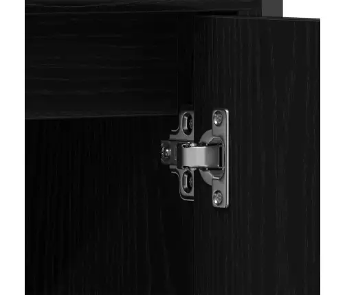 Vonios Baldų Rinkinys Su Lentyna 3 Pcs Juoda Apdirbta Mediena