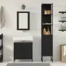 3 Gabalu Vannas Istabas Mēbeļu Komplekts Melnā Ozola Inženierijas Koks Vidaxl