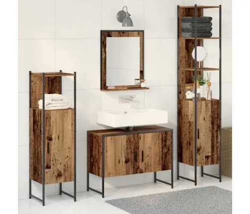 4 Daļu Vannas Mēbeļu Komplekts Novecojusi Koks Inženierijas Koks Vidaxl