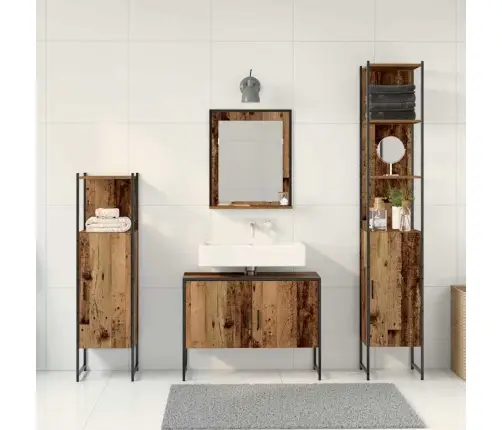 4 Daļu Vannas Mēbeļu Komplekts Novecojusi Koks Inženierijas Koks Vidaxl