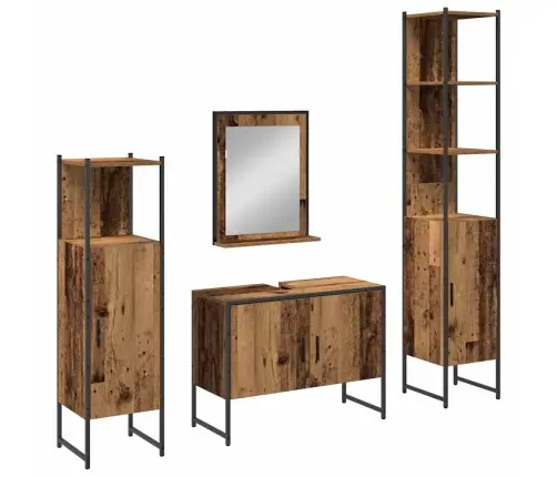 4 Daļu Vannas Mēbeļu Komplekts Novecojusi Koks Inženierijas Koks Vidaxl