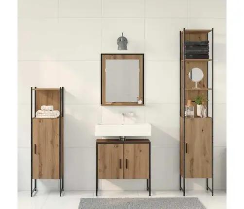 Vannitoa Mööbleset 4 Pcs Pruun 33 X 33 X 185.5 Cm Tehispuit