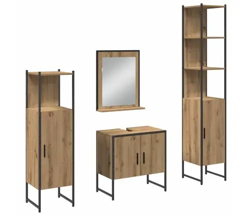 Vannitoa Mööbleset 4 Pcs Pruun 33 X 33 X 185.5 Cm Tehispuit