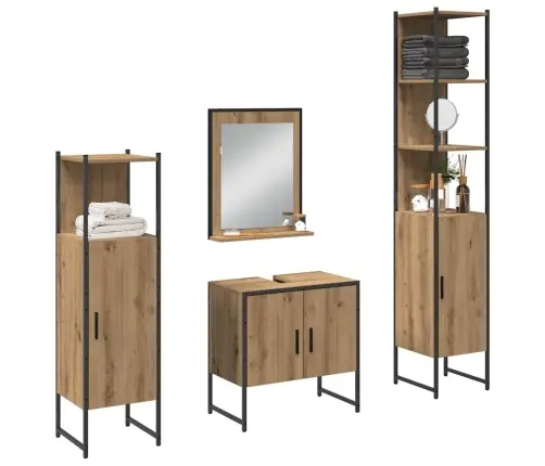 Vannitoa Mööbleset 4 Pcs Pruun 33 X 33 X 185.5 Cm Tehispuit