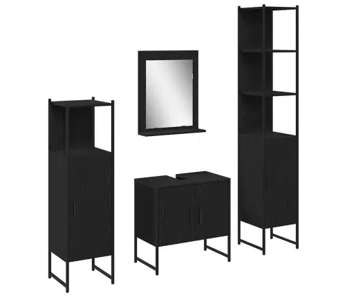 Vannitoa Mööbleset 4 Pcs Must 33 X 33 X 185.5 Cm Tehispuit