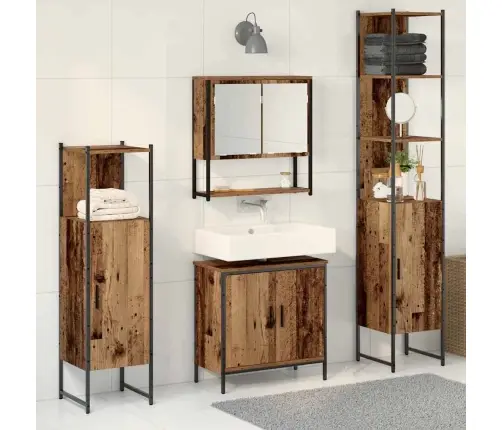4 Gabalu Vannas Istabas Mēbeļu Komplekts Vecā Kokā Vidaxl