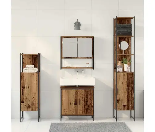 4 Gabalu Vannas Istabas Mēbeļu Komplekts Vecā Kokā Vidaxl