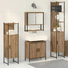 Vannitoa Mööbleset 4 Pcs Pruun 33 X 33 X 185.5 Cm Tehispuit