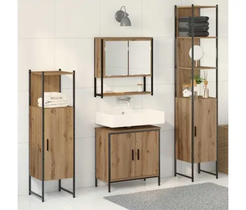 Vannitoa Mööbleset 4 Pcs Pruun 33 X 33 X 185.5 Cm Tehispuit