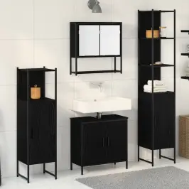 Vannas Istabas Mēbeļu Komplekts 4 Gab. Melna 33 X 33 X 185,5 Cm Vidaxl