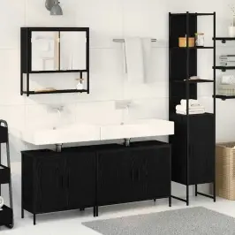 Vannas Istabas Mēbeļu Komplekts 4 Pcs Melna 33 X 33 X 185.5 Cm Vidaxl