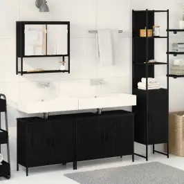 Vannas Istabas Mēbeļu Komplekts 4 Gab. Melna 33 X 33 X 185,5 Cm Vidaxl