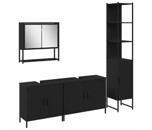 4 Gab. Vannas Istabas Mēbeļu Komplekts Melnā Ozolā Un Inženierijas Kokā Vidaxl
