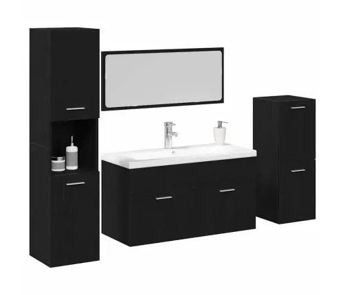 Vonios Baldų Rinkinys 4 Pcs Juodas Ąžuolas 80 X 38.5 X 45 Cm