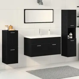 Vannas Istabas Mēbeļu Komplekts Ar Durvīm 5 Pcs Melns Ozolkoks Vidaxl Vannas Istabas Mēbeļu Komplekts Ar Durvīm 5 Pcs Melns Ozolkoks Vidaxl