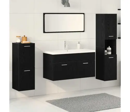 Vannas Istabas Mēbeļu Komplekts Ar Durvīm 5 Pcs Melns Ozolkoks Vidaxl