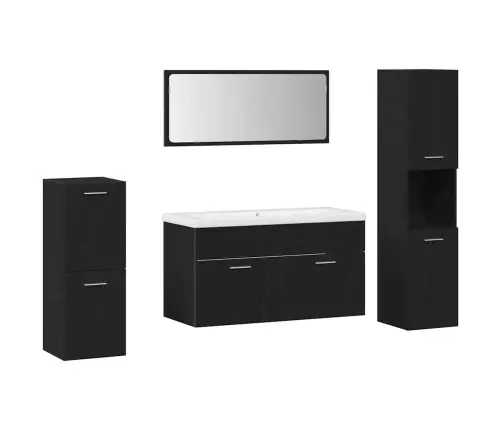 Vannas Istabas Mēbeļu Komplekts Ar Durvīm 5 Pcs Melns Ozolkoks Vidaxl