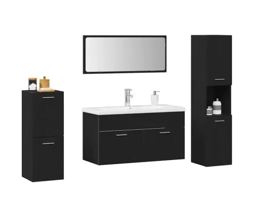 Vannas Istabas Mēbeļu Komplekts Ar Durvīm 5 Pcs Melns Ozolkoks Vidaxl