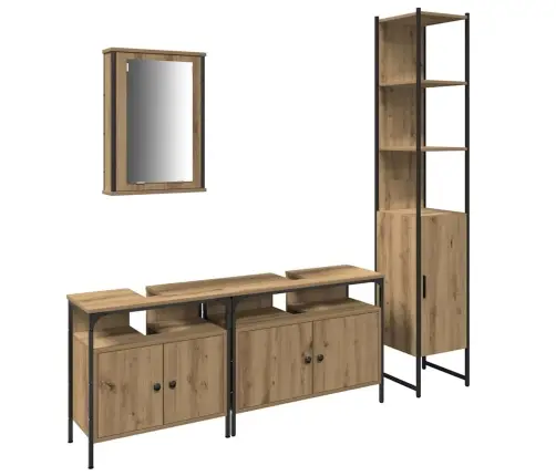Vannitoa Mööbleset Uksega 4 Pcs Käsitöötamm 33 X 33 X 185.5 Cm