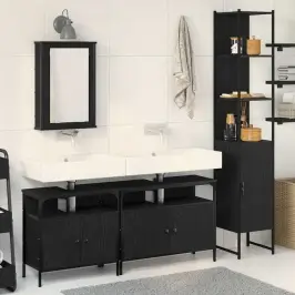 Vannas Istabas Mēbeļu Komplekts Ar Plauktu 4 Pcs Melns Ozols Vidaxl