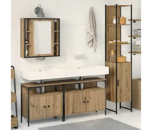 4 Daļīgu Vannas Istabas Mēbeļu Komplekts Artisan Oak Vidaxl