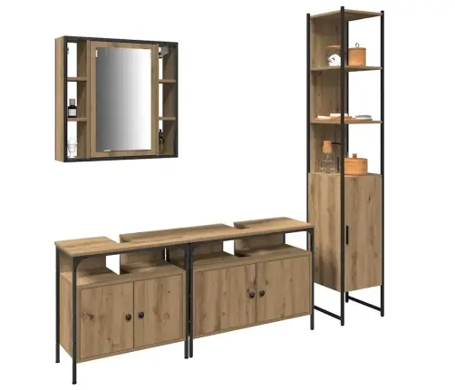 4 Daļīgu Vannas Istabas Mēbeļu Komplekts Artisan Oak Vidaxl