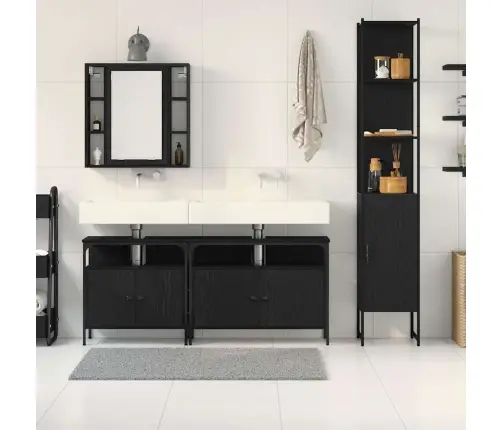 4 Daļīgais Vannas Istabas Mēbeļu Komplekts Melnā Ozola Kokā Vidaxl